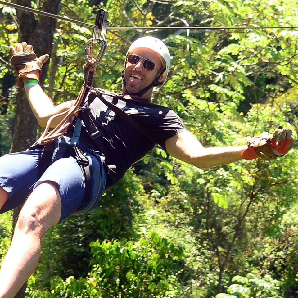 Charles ziplining through the Costa Rican forest