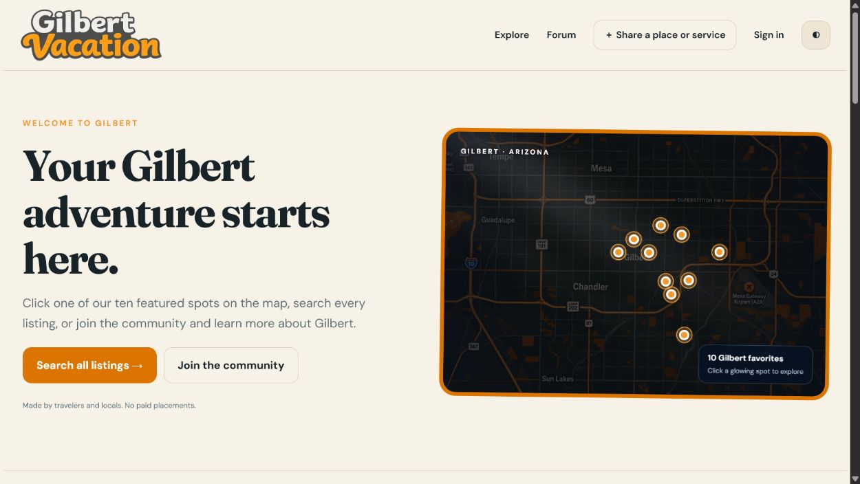 Homepage of Gilbert Vacation